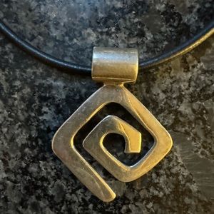 Silpada sterling silver and leather pendant and necklace